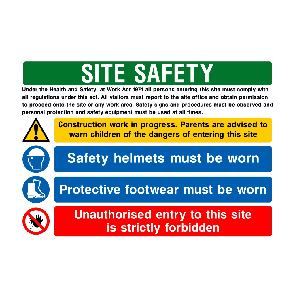 H&S Act V2 multimessage site safety board British Safety Signs