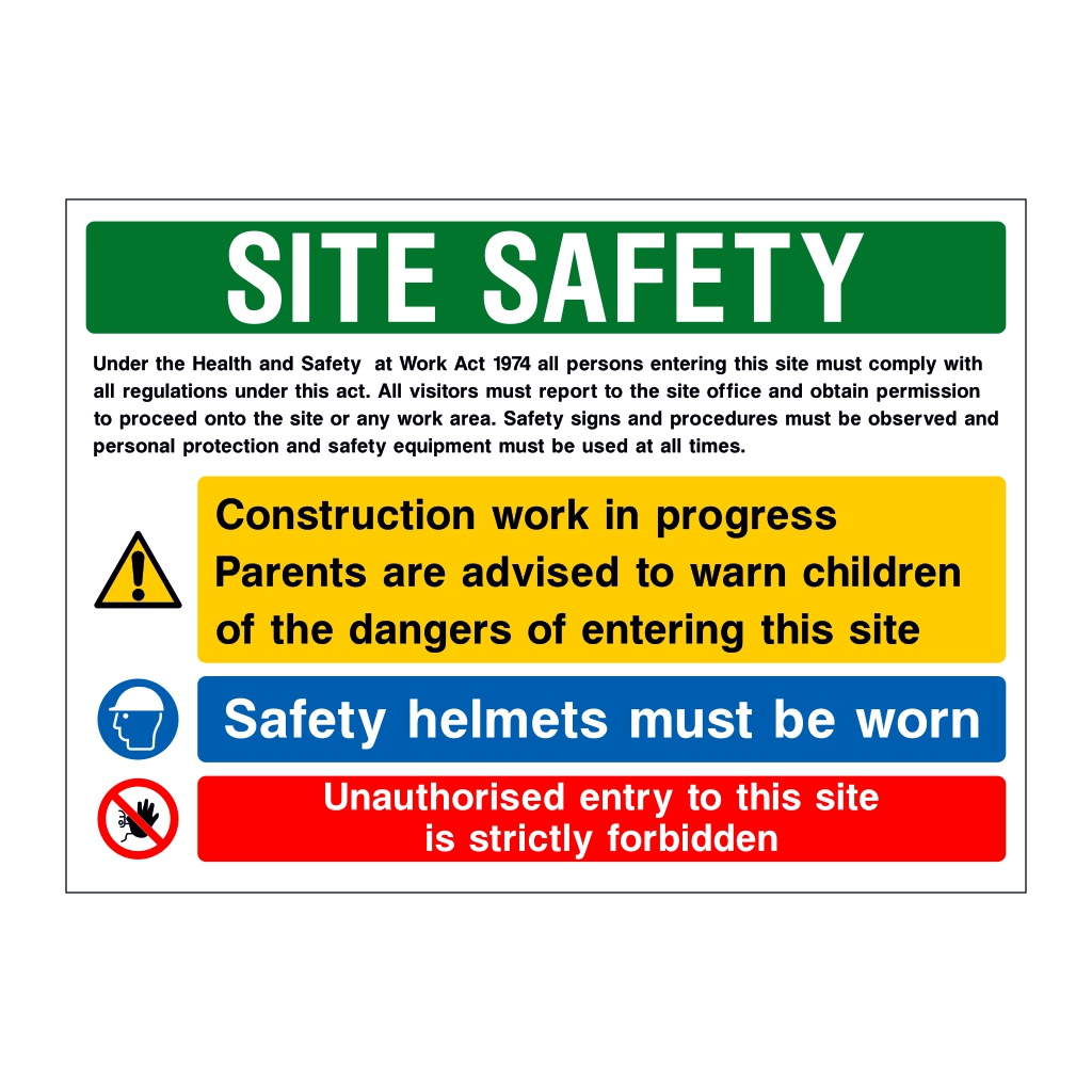 H&S Act Site Safety board by British Safety Signs