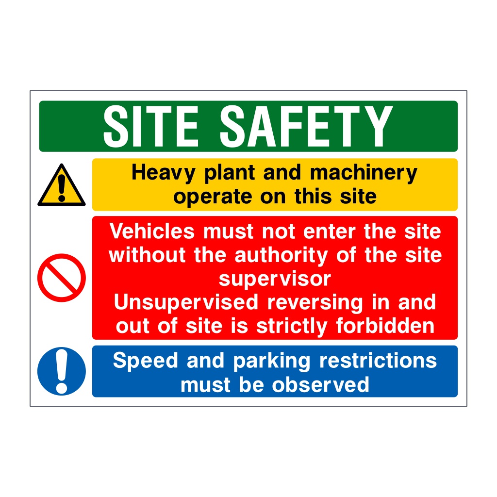 Heavy plant and machinery Site Safety board British Safety Signs
