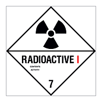 Radioactive 1 Class 7 hazard warning diamond sign