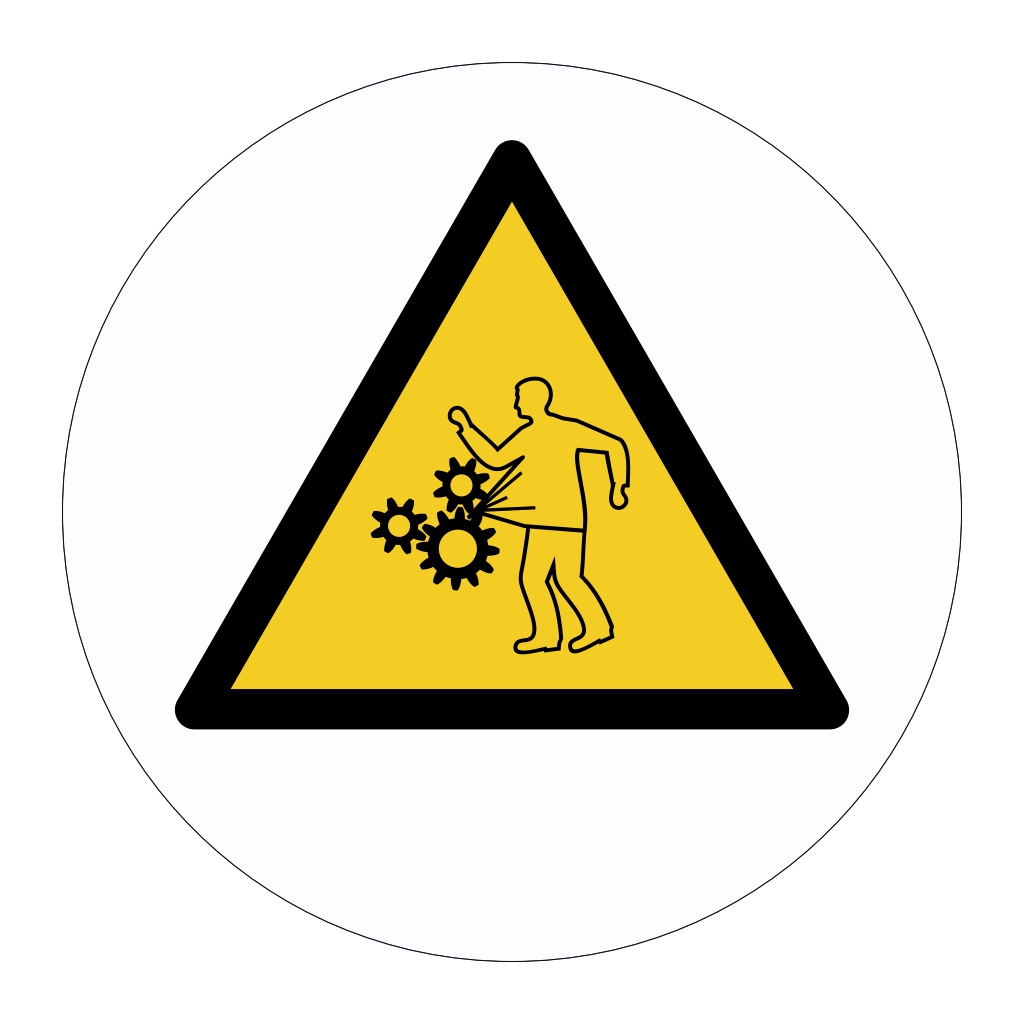 Loose clothing may trapped in machinery hazard warning symbol
