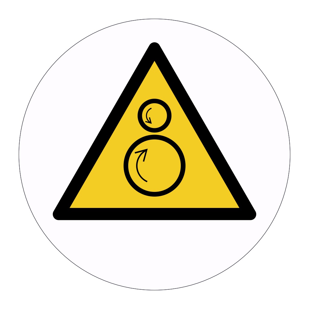 Counterdating rollers hazard warning symbol labels (Sheet of 18)