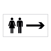 Toilet symbol with arrow right sign