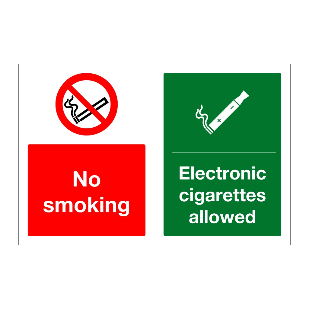 No Smoking Electronic cigarettes allowed sign British Safety Signs