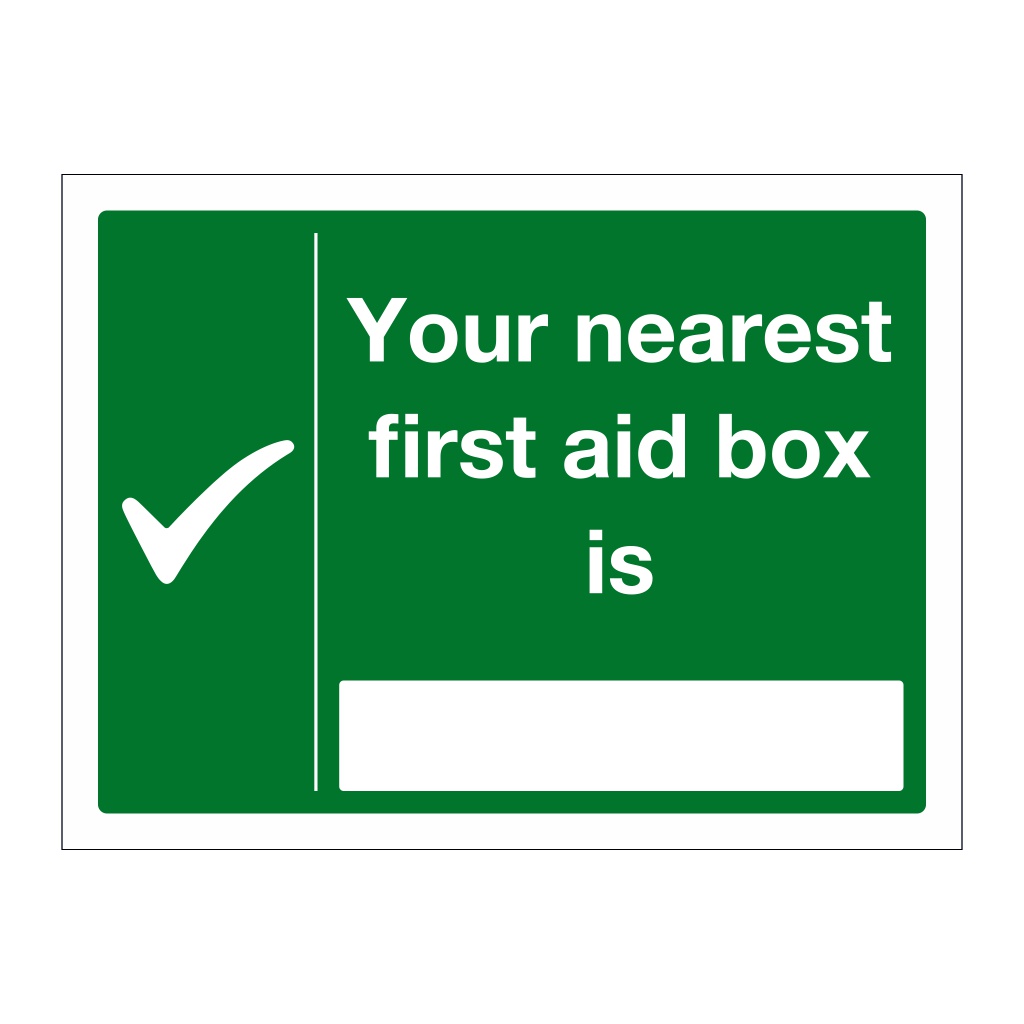 First aid box on sale signage