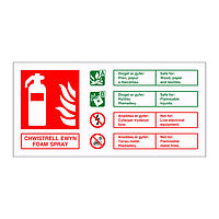Foam Spray fire extinguisher identification English/Welsh sign