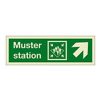 Muster station with up right directional arrow 2019 (Marine Sign)