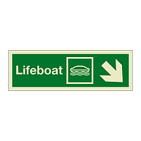 Lifeboat with down right directional arrow 2019 (Marine Sign)