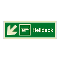 Helideck with down left directional arrow (Marine Sign)