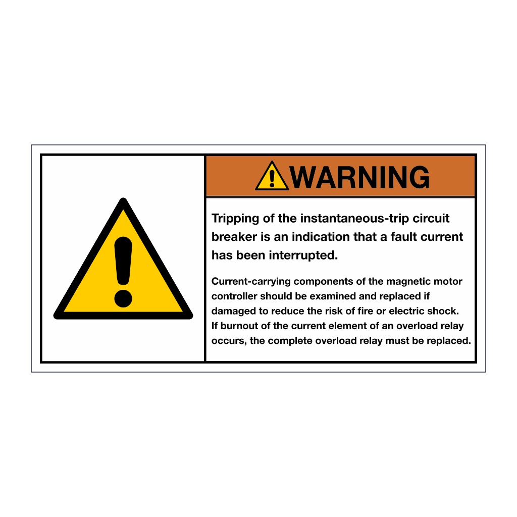 Tripping of the instantaneoustrip circuit breaker sign British