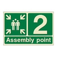 Assembly Point 2 with arrows sign