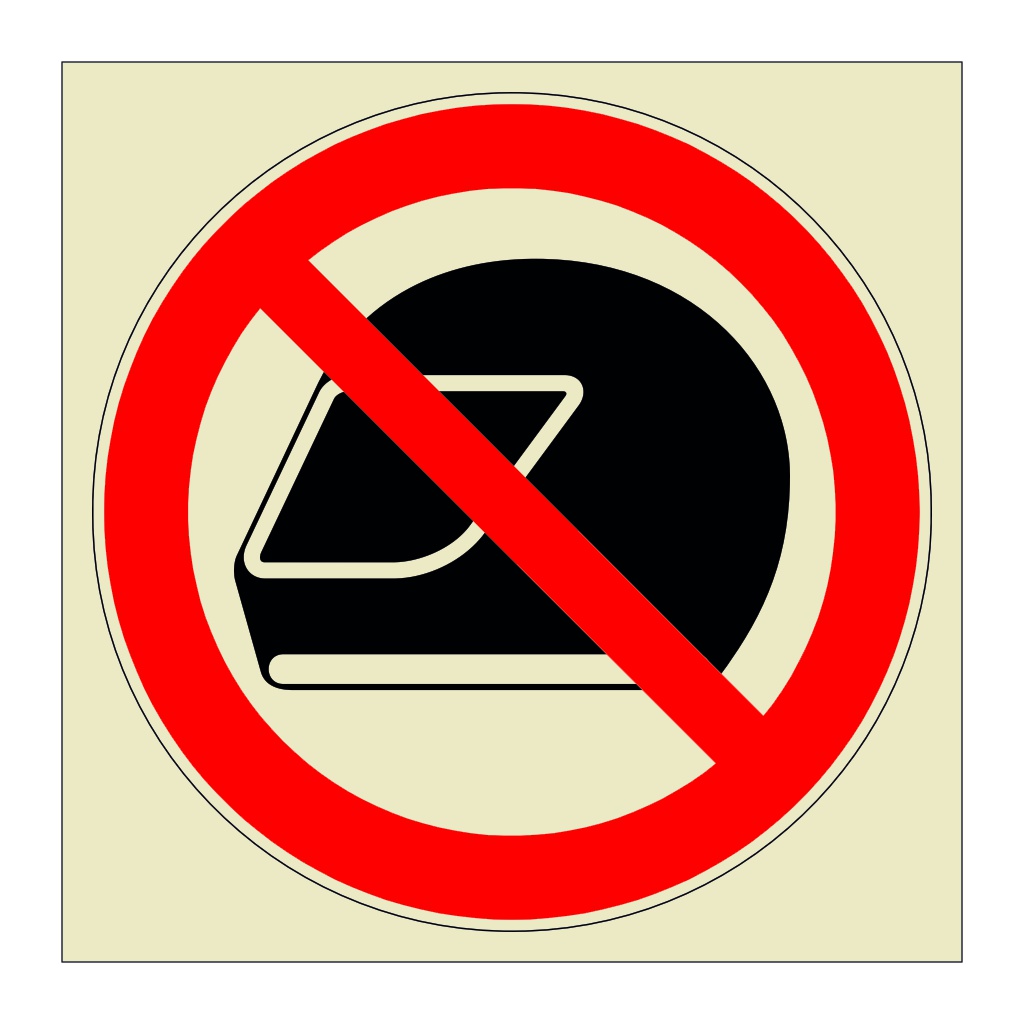 No helmets symbol (Marine Sign) British Safety Signs