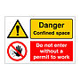 Danger Confined space Do not enter without a permit to work (Marine Sign)