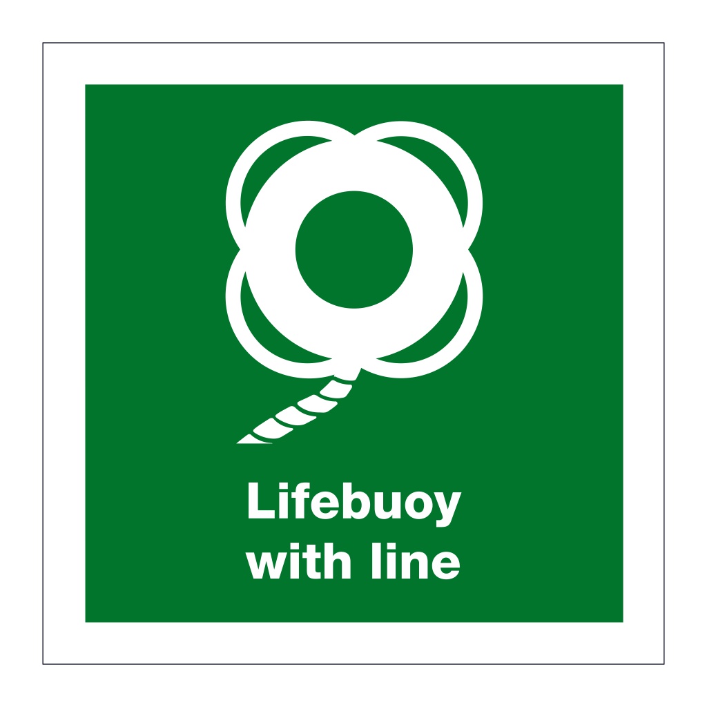 Lifebuoy with line with text 2019 (Marine Sign)