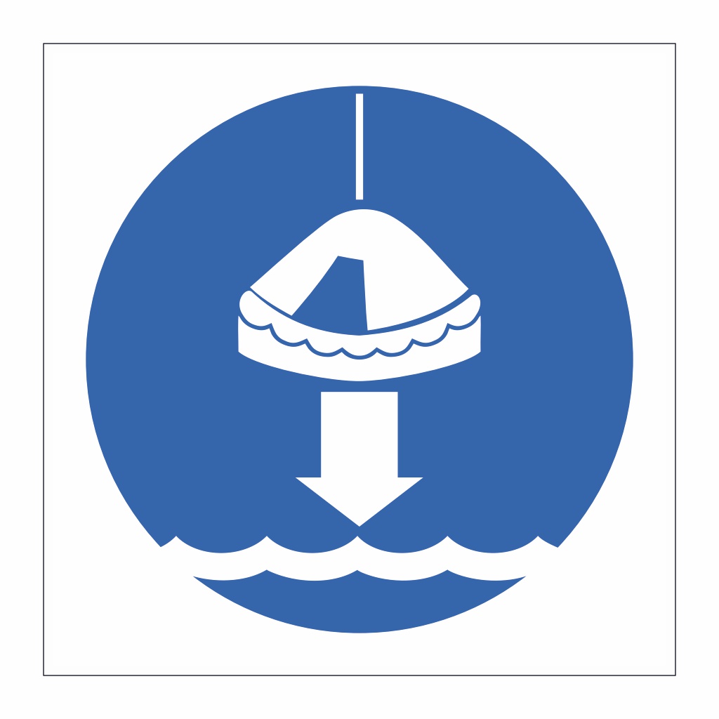 Lower liferaft to the water symbol (Marine Sign)