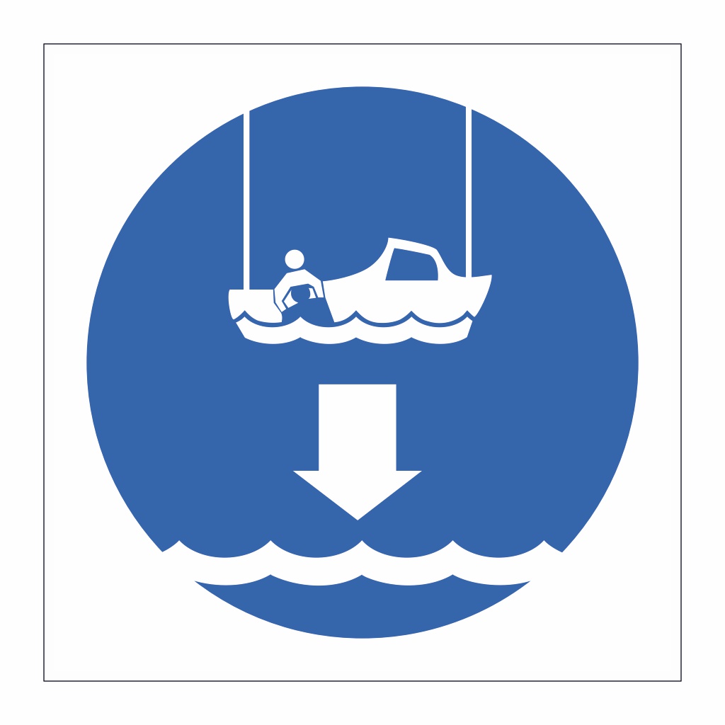 Lower rescue boat to the water symbol (Marine Sign)