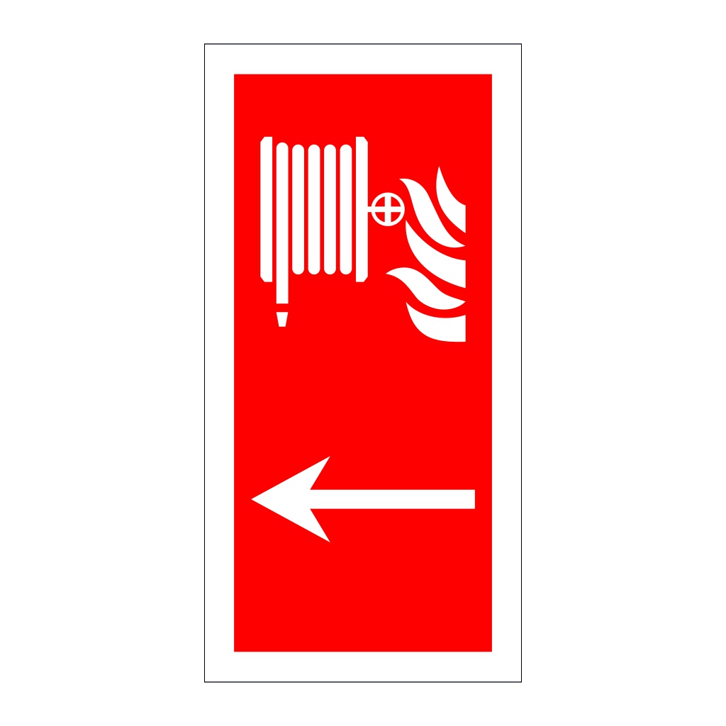 Fire hose left directional arrow sign