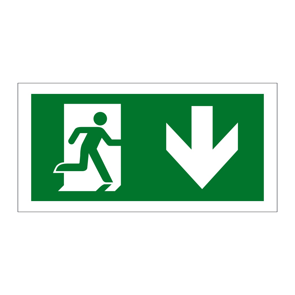 Evacuation Route Running Man with Arrow Down (Marine Sign)