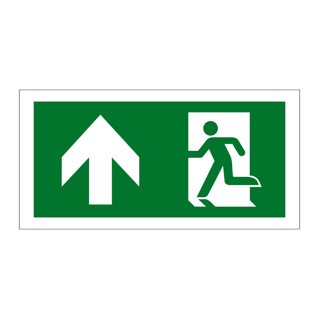 Evacuation Route Running Man with Arrow Up (Marine Sign)