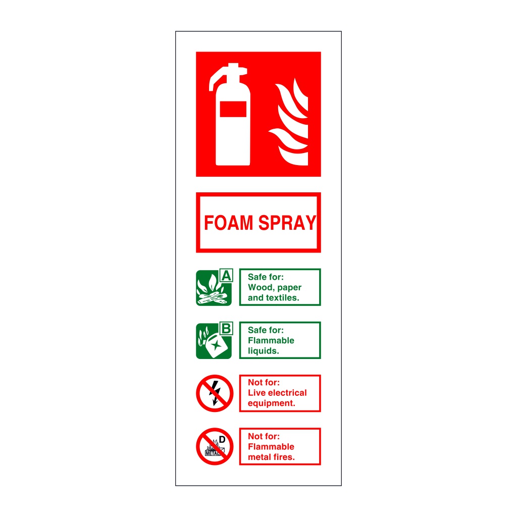 Foam spray fire extinguisher identification (Marine Sign)