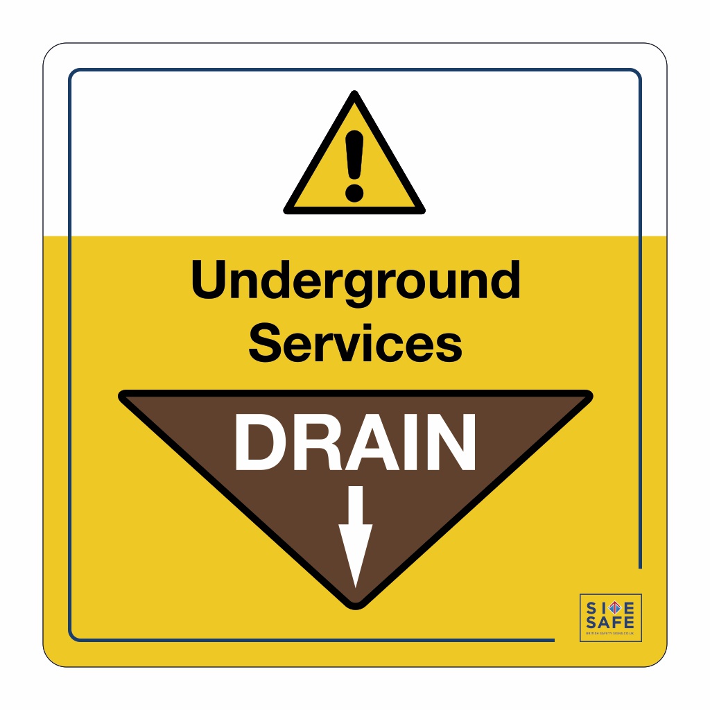 Site Safe - Underground services Drain sign