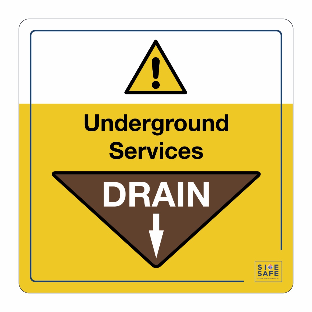 Site Safe - Underground services Drain sign