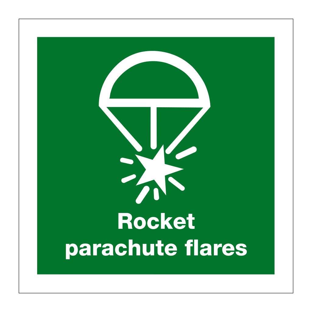 Rocket parachute flares with text (Marine Sign)