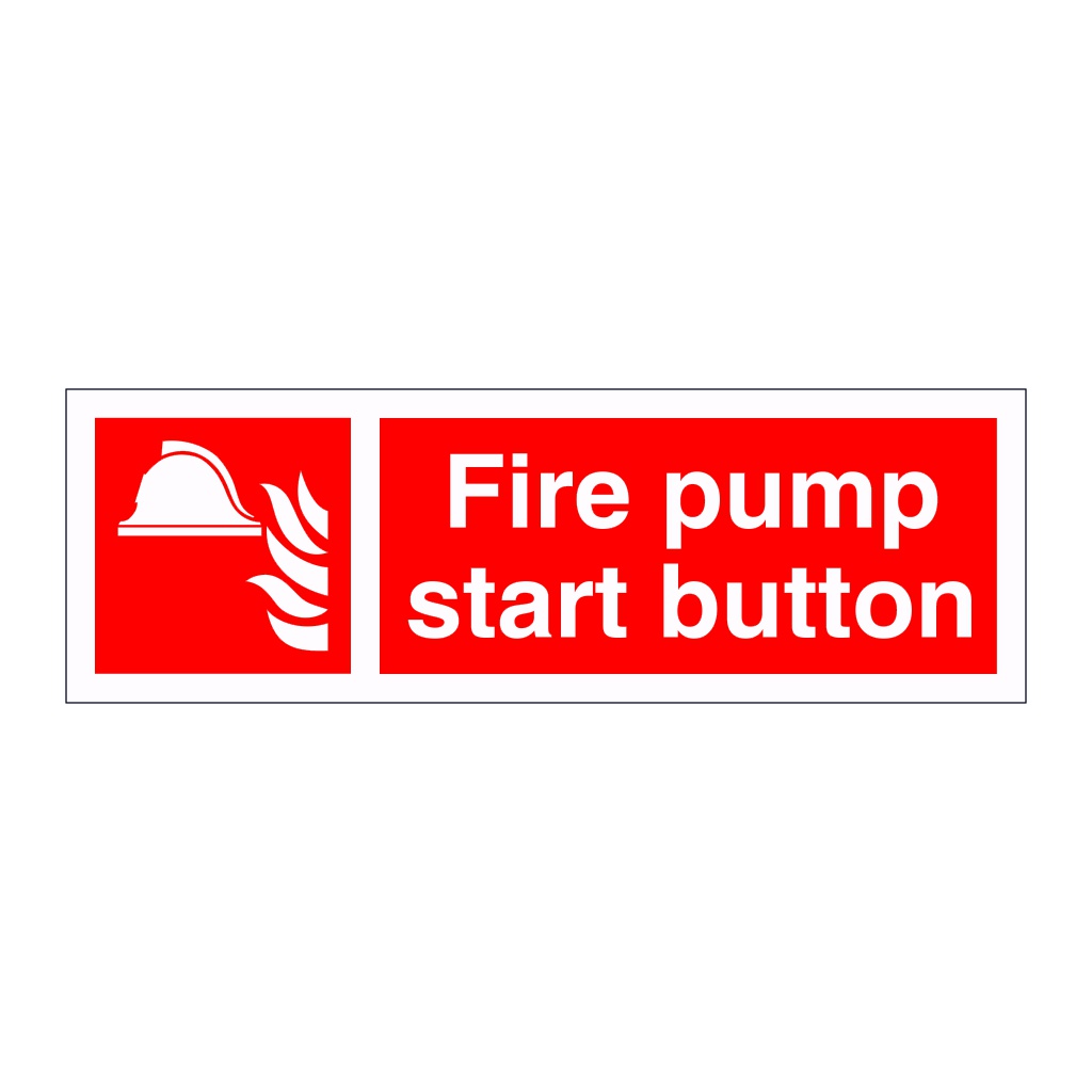 Fire pump start button sign