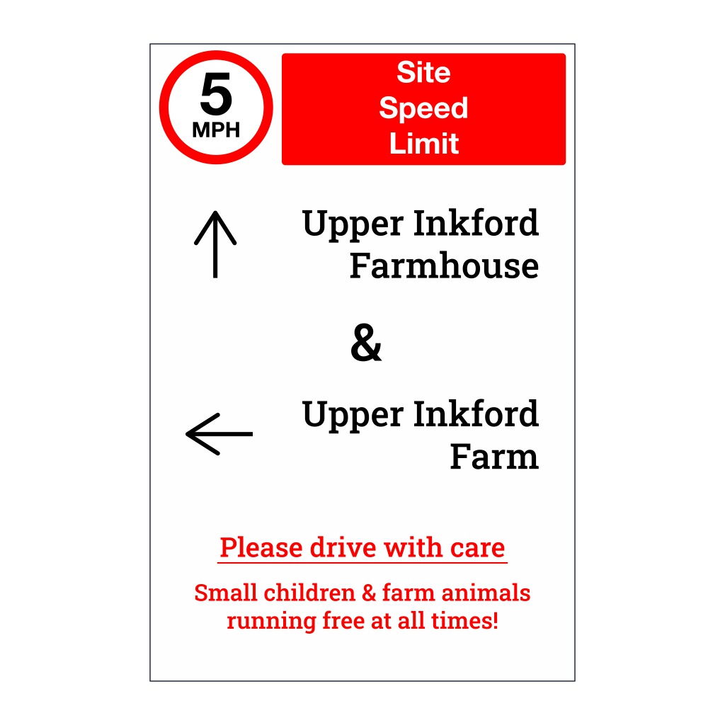 Upper Inkford Farm Speed Sign