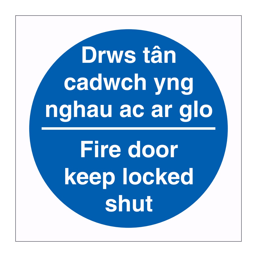 Fire door keep locked shut English/Welsh sign