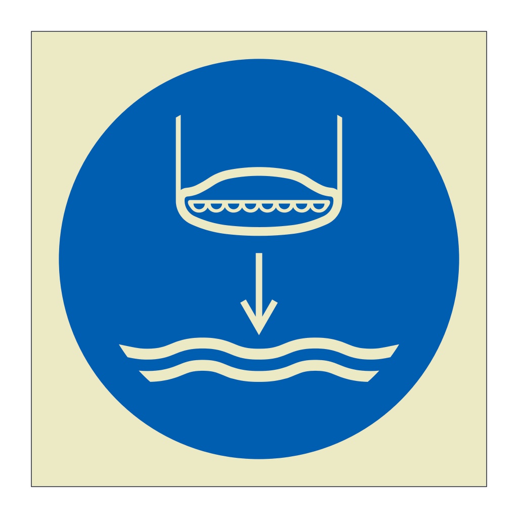 Lower lifeboat to the water symbol 2019 (Marine Sign)
