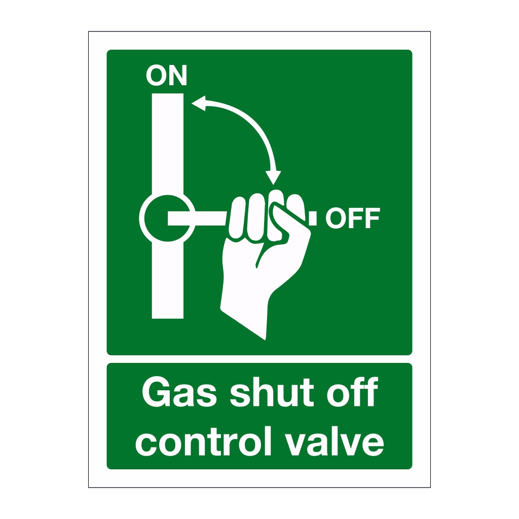 Gas shut off control valve sign