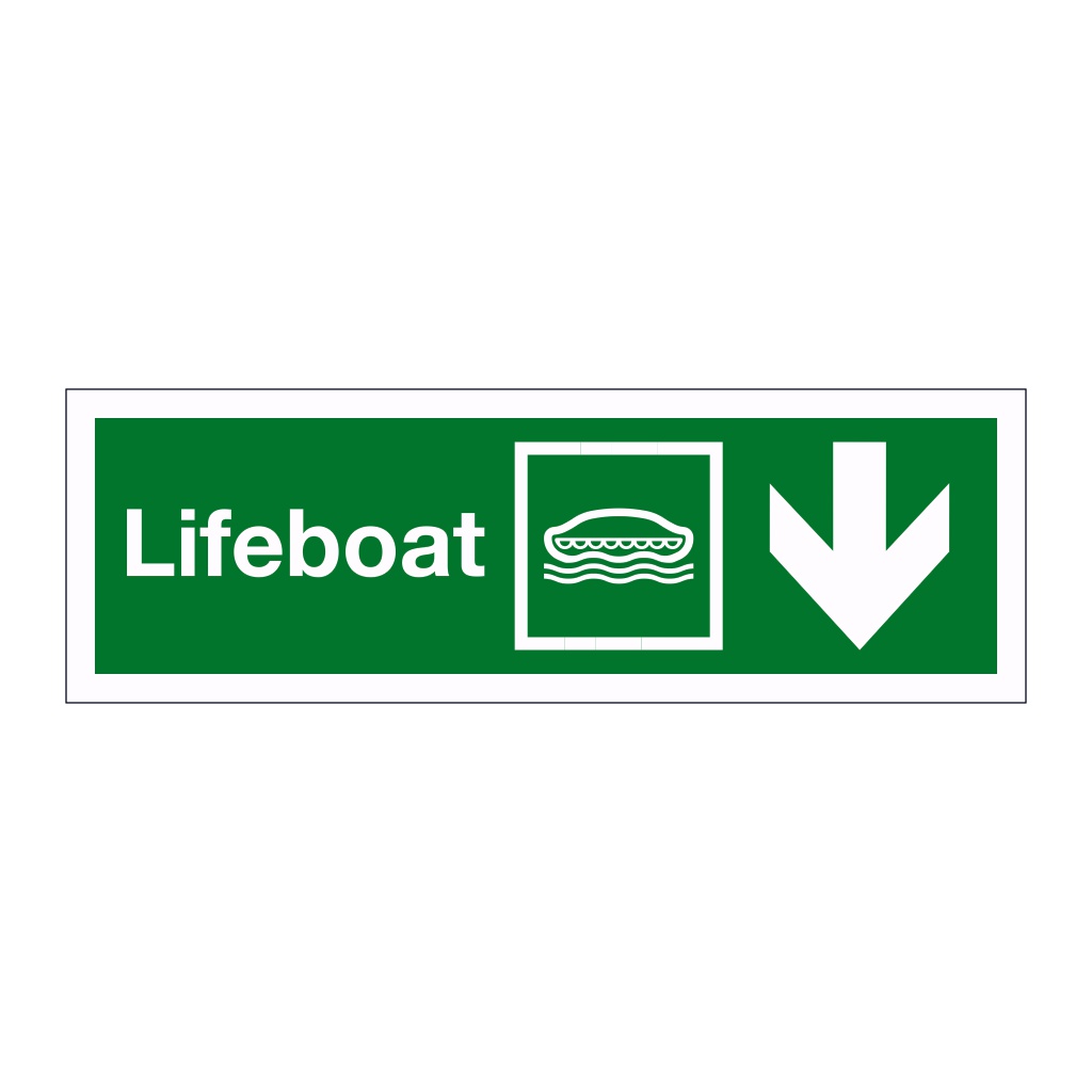 Lifeboat with down directional arrow 2019 (Marine Sign)