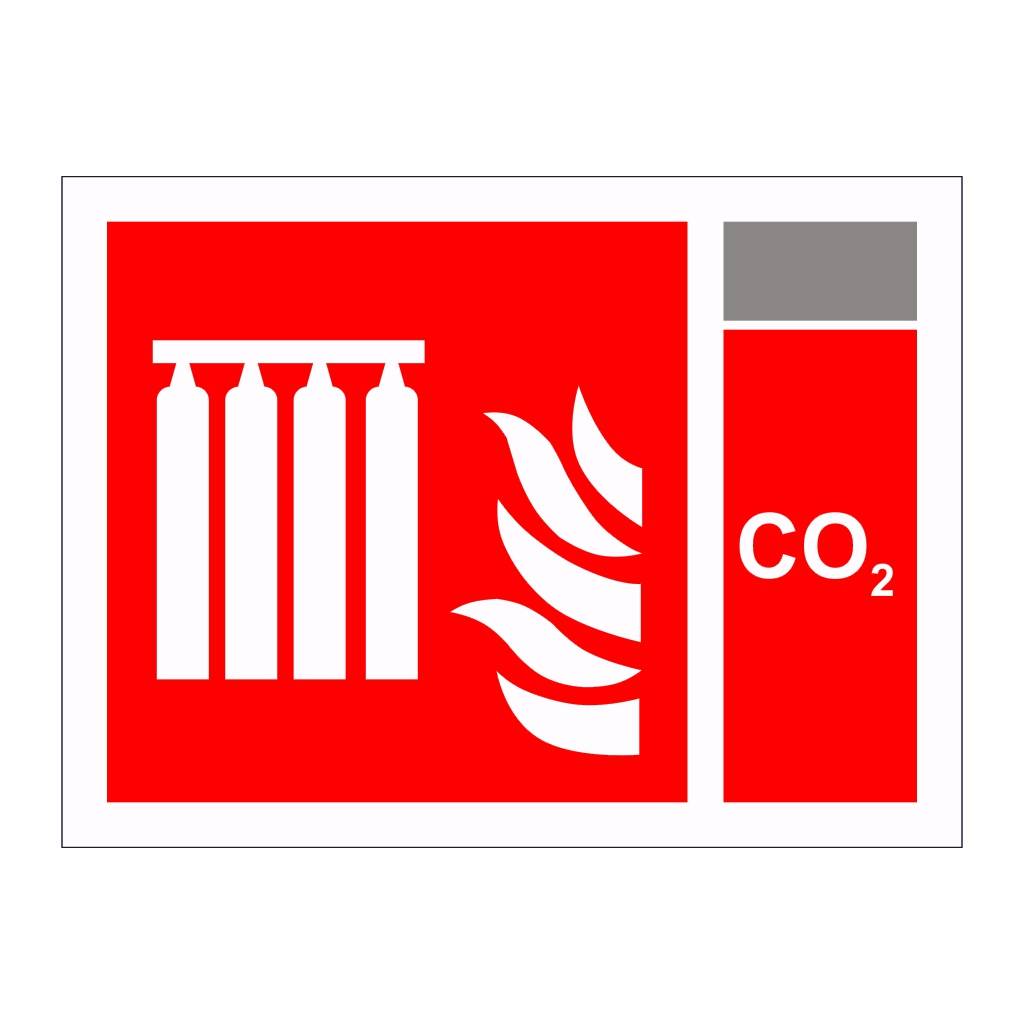 Fixed fire extinguishing battery with CO2 Identification (Marine Sign)