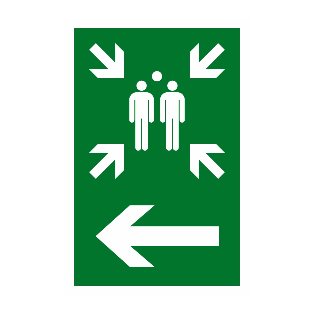 Assembly point symbol Arrow left sign