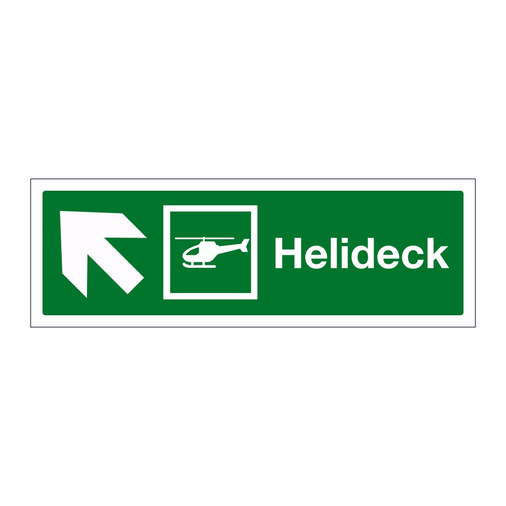Helideck with up left directional arrow (Marine Sign)