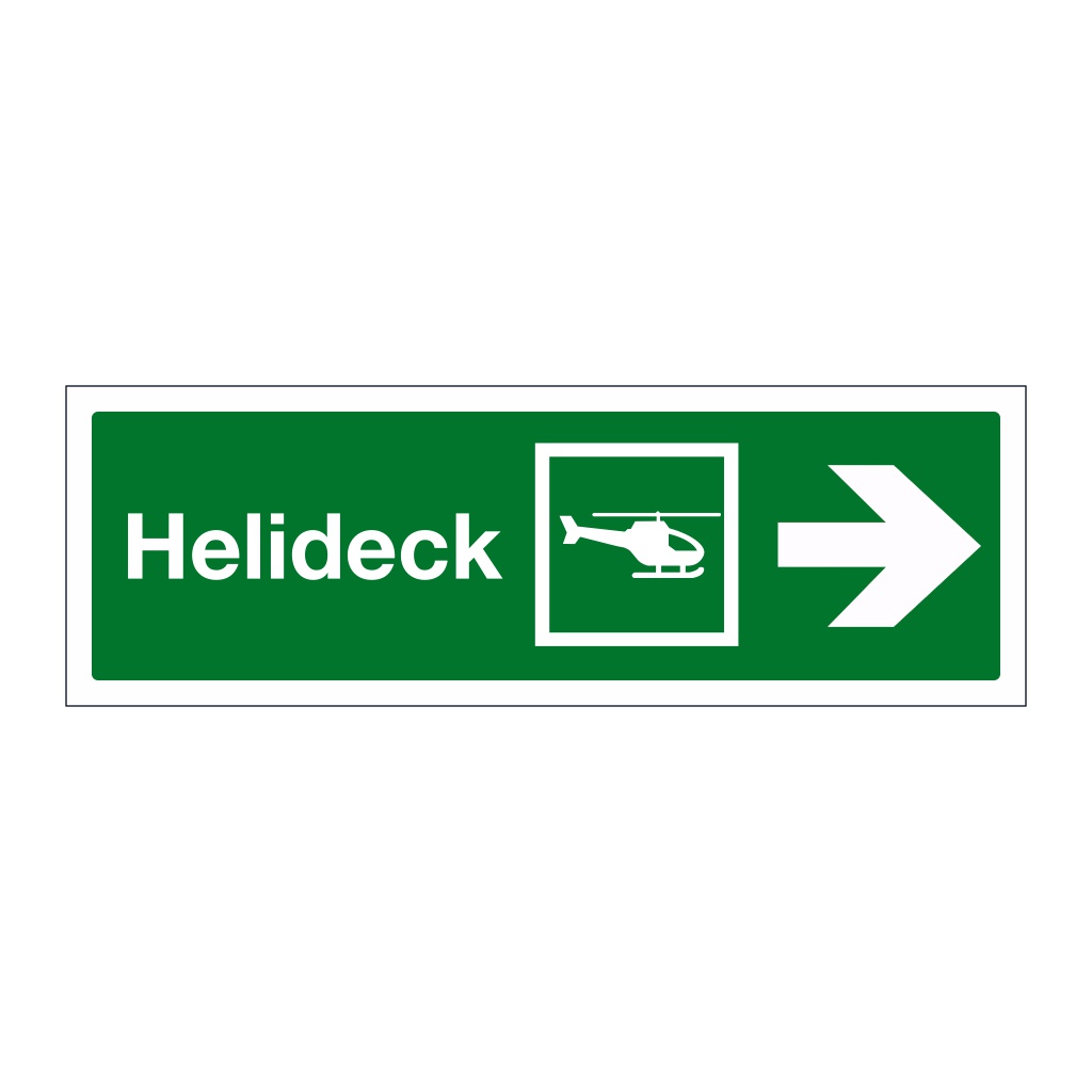 Helideck with right directional arrow (Marine Sign)