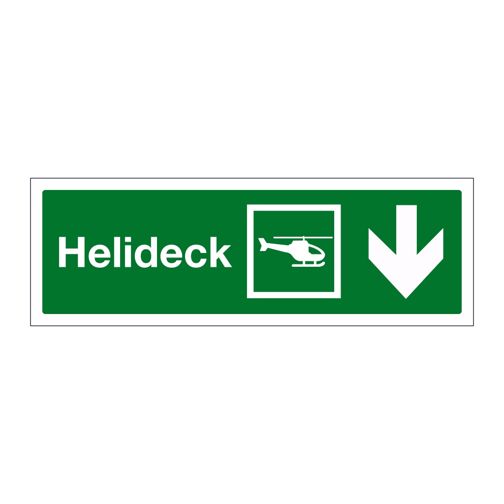 Helideck with down directional arrow (Marine Sign)