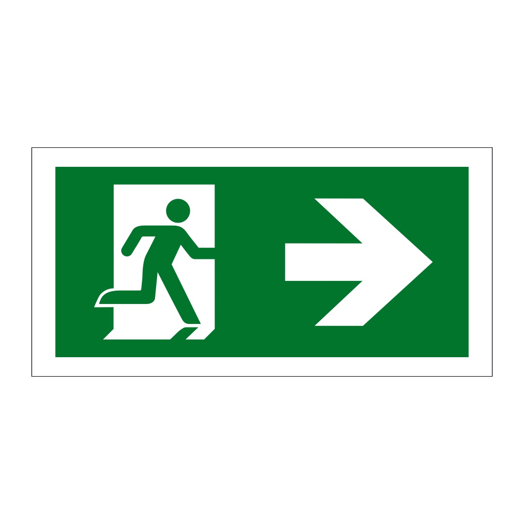 Evacuation route Running man with arrow right (Marine Sign)