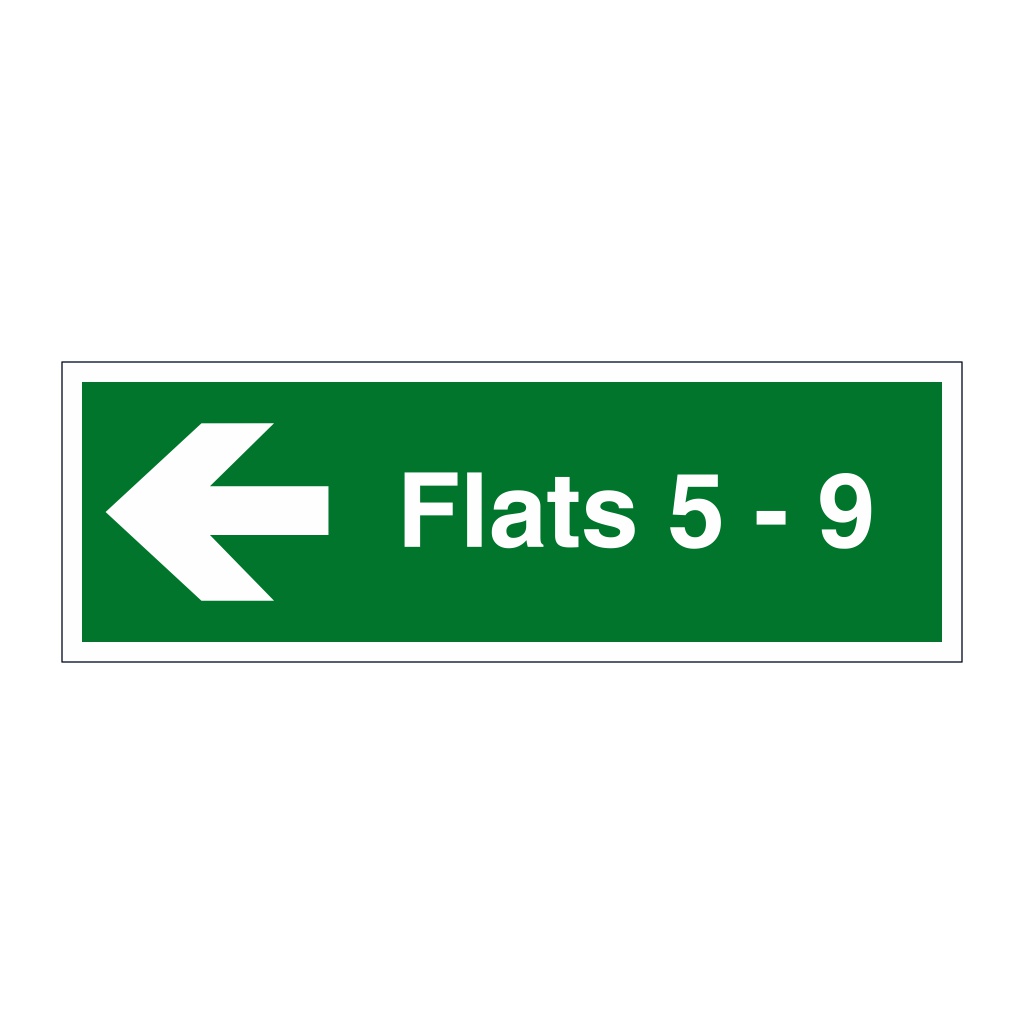 Flats 5 - 9 arrow left sign