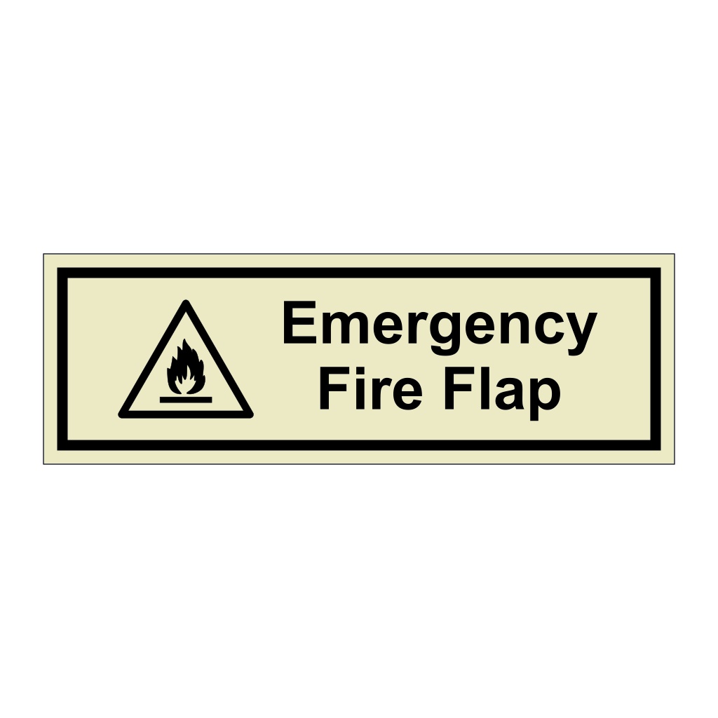 Emergency fire flap sign