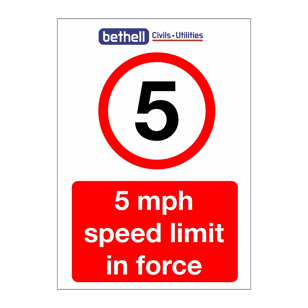 Bethell 1019 - 5 mph Speed limit in force sign