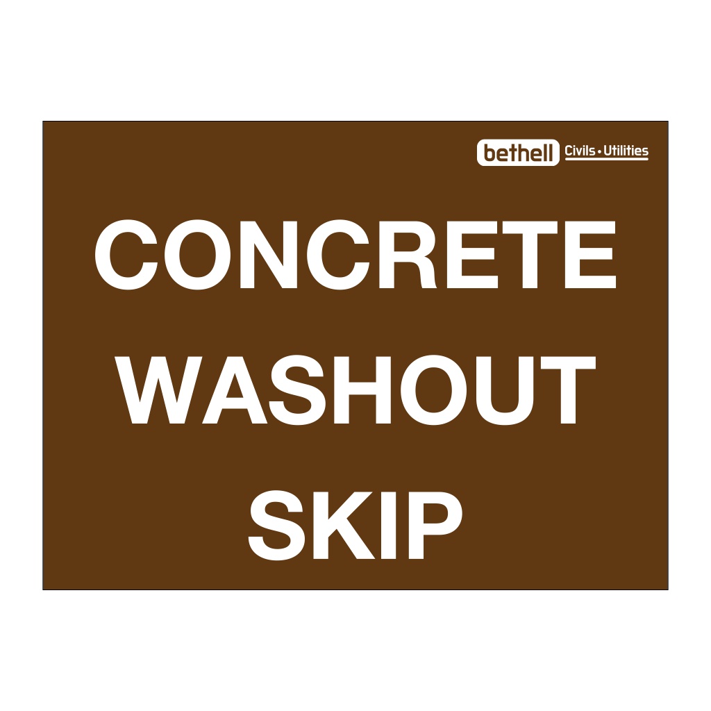 Bethell 1076 - Concrete Washout skip sign