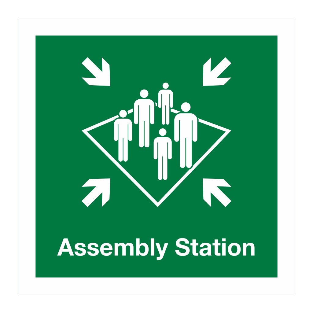 Assembly station with text 2019 (Marine Sign)