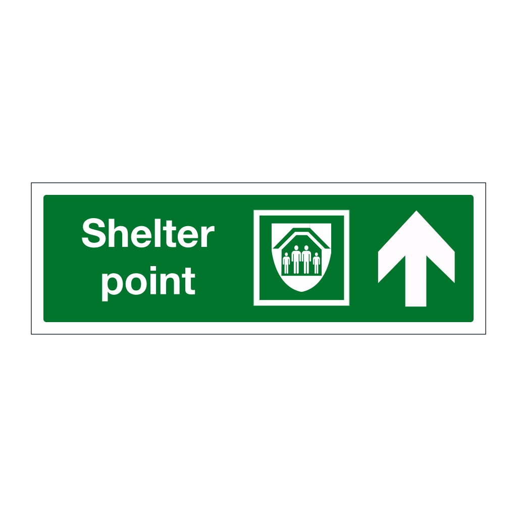 Shelter point with up directional arrow (Marine Sign)
