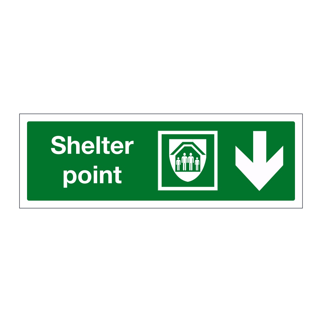 Shelter point with down directional arrow (Marine Sign)