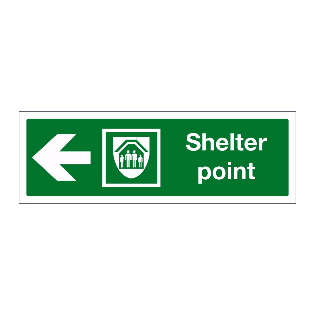 Shelter point with left directional arrow (Marine Sign)