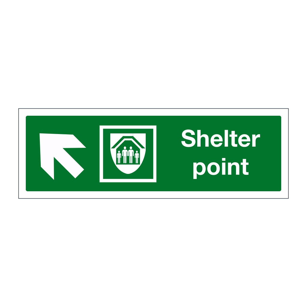 Shelter point with up left directional arrow (Marine Sign)
