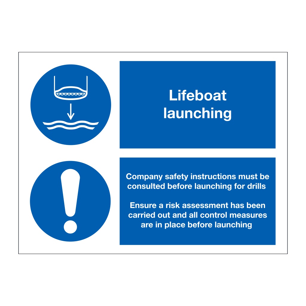 Lifeboat launching instruction sign