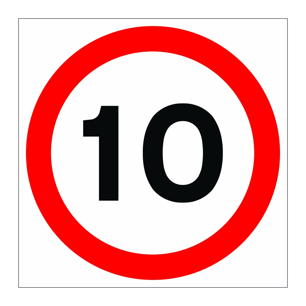 10mph speed limit sign